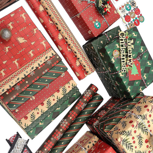 8 Hojas De Papel Para Envolver Regalos, Para Navidad, Cumple
