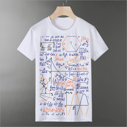 Camiseta Blanca Sublimación De Calidad Estampada Matemática2