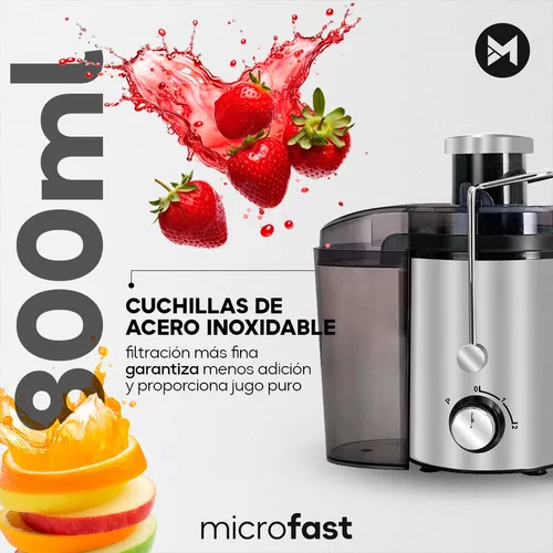 Juguera eléctrica Microfast Juguera extractor de jugo 500W 2 velocidades  plateada 220V - 240V