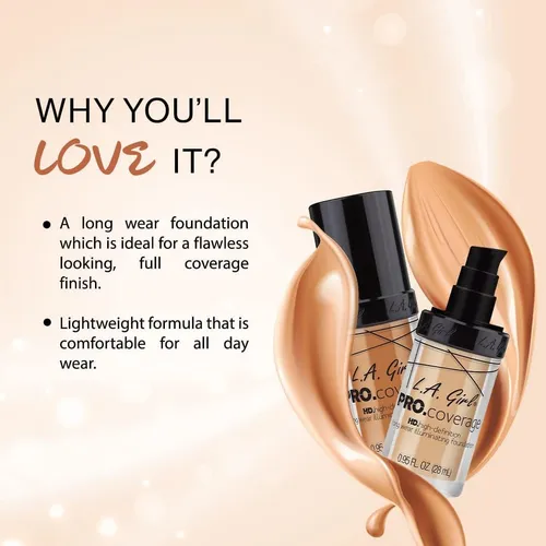 Base Líquida L.a. Girl Pro Coverage Soft Honey 30 Ml