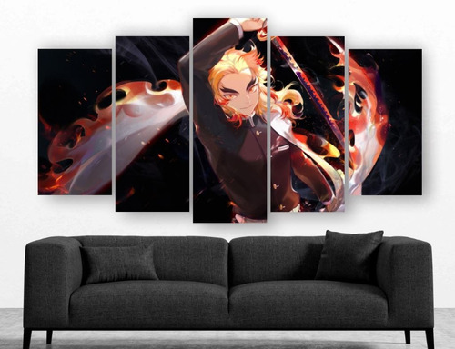 Set De 5 Cuadros Canvas Demon Slayer Rengoku Decorativo - 50