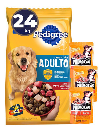 Alimento Pedigree Perro Adulto Carne Pollo Cereales 21+ 3 Kg