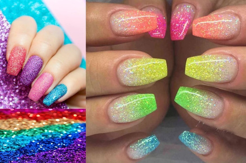 Glitter Escarcha Fina 8 Colores Para Uñas Y Manualidades