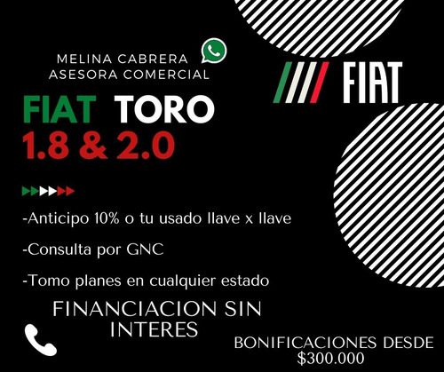 Toro 0km 2021 1.8/2.0 Freedom Anticipo+ Cuotas S/interés C-