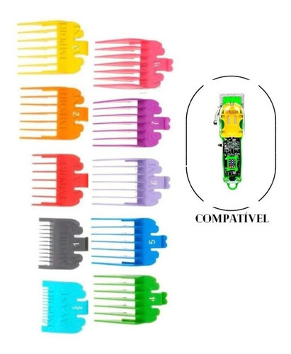 Kit Com 10 Pentes Para Máquina De Cortar Cabelo Do N°1 Ao 8