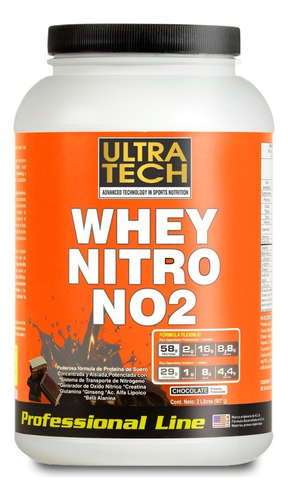 Whey Nitro No2 Ultra Tech Proteína Potenciada Proteína En Alta Concentración Con Creatina  Sabor Chocolate