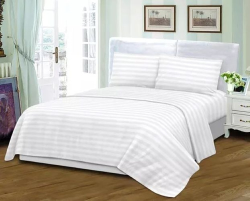 Juego De Sabanas Dobby 600h 140x190 2 1/2 Plazas Colores !!! Blanco Dobbi