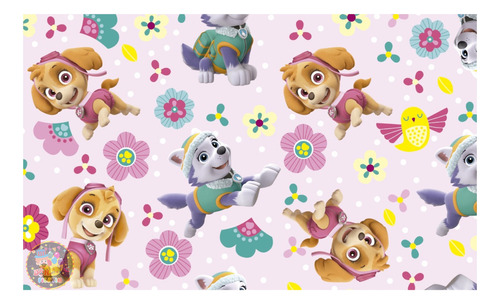 25 Pliegos Papel Envolver S Fiesta Personajes 70x51cm Paw Patrol Skye Patrulla Canina Rosa