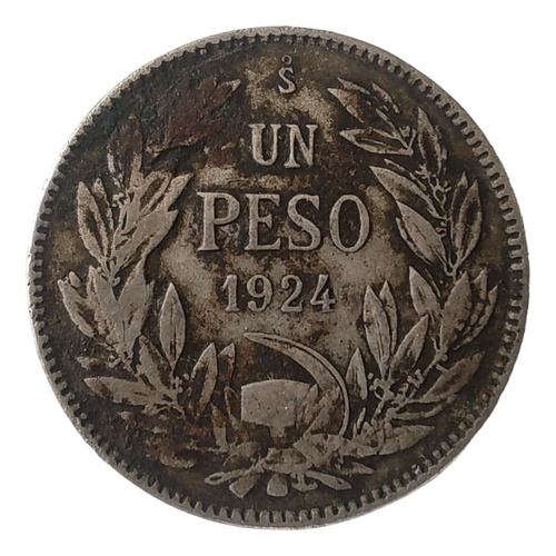 Moneda Chile 1 Peso 1924 Plata 0.5(x1701