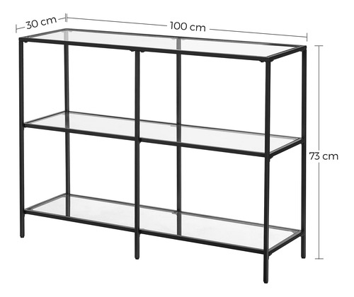 Mesa De Consola De Entrada Estante De Vidrio Templado 3 Nive