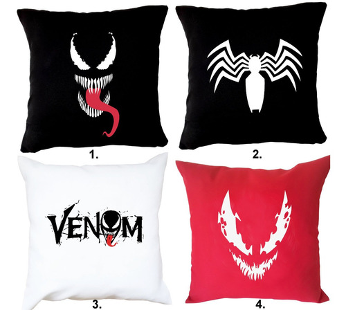 Imagen 2 de 5 de Almohadones Estampados Vinilo Venom Carnage Marvel 40x40cm