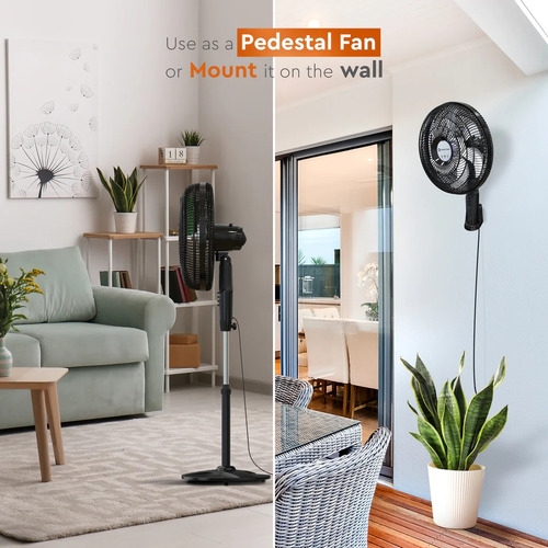 Ventilador De Pedestal Oscilatorio Comfort Zone Czst180bs-eu Cantidad De Aspas 6 Color De La Estructura Negro Color De Las Aspas Gris Diámetro 18 Material De Las Aspas Plástico