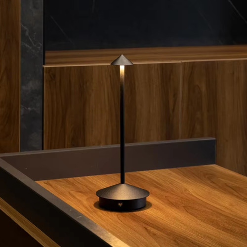 Luminária Led Abajur Moderna S/ Fio Recarregável Com Dimmer Estrutura Preto