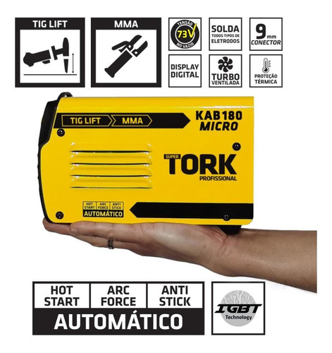 Máquina Solda Inversora 180 220v Kab180 Cim6180 Tork+máscara