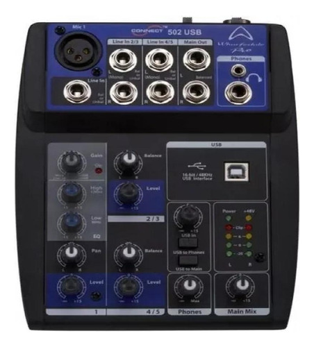 Mixer Analógico Wharfedale Connect 502 Usb 5 Canales