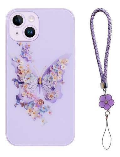 Protector iPhone 13/14 Diseño Mariposa Color Violeta