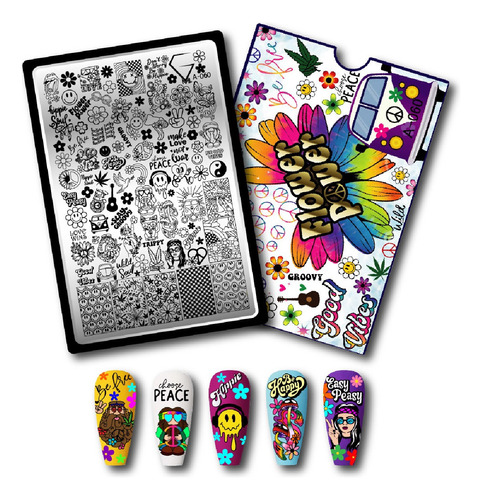 Placa Para Estampar Uñas Stamping Plate A-060 Flower Power