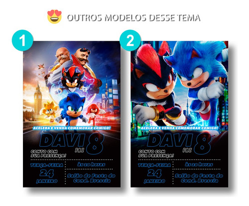 Convite Digital Aniversário Sonic