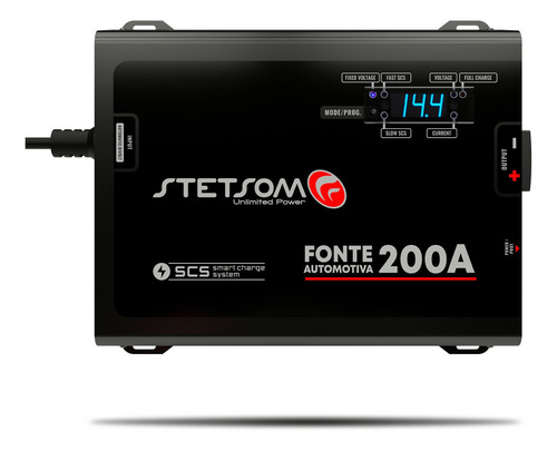 Fonte Carregador Stetsom 200a Scs Display Digital Bivolt Cor Preto