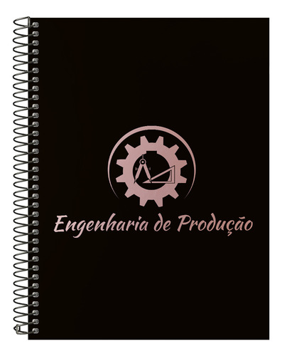 Caderno Universitário Profissões Preto E Rosê 20 Matérias Cor Eng. De Produção