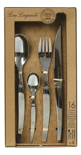 Set 16 Piezas Cubiertos Lou Laguiole Acero Inoxidable 18/0 A