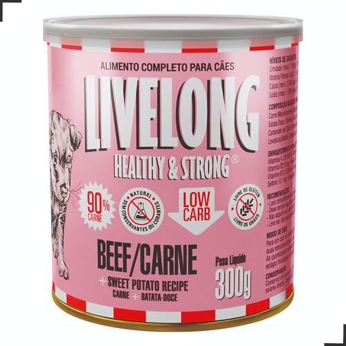 Ração Úmida Para Cães Sabor Carne 300g - Livelong