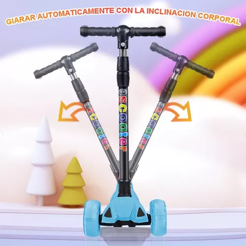 Patinete Niño con 3 Ruedas PU Led Luces Iluminadas para 3 a 12