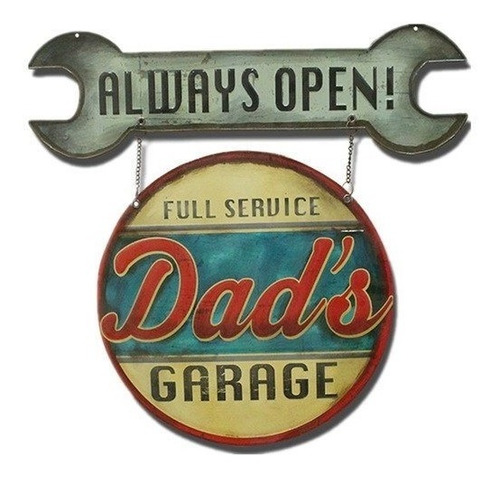Imagen 1 de 4 de Cartel Vintage Dad¨s Garage Chapa 3d Vintage