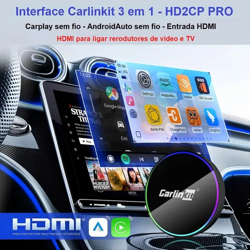 Carlinkit Carplay E Android Auto Sem Fio Wireless Hdmi