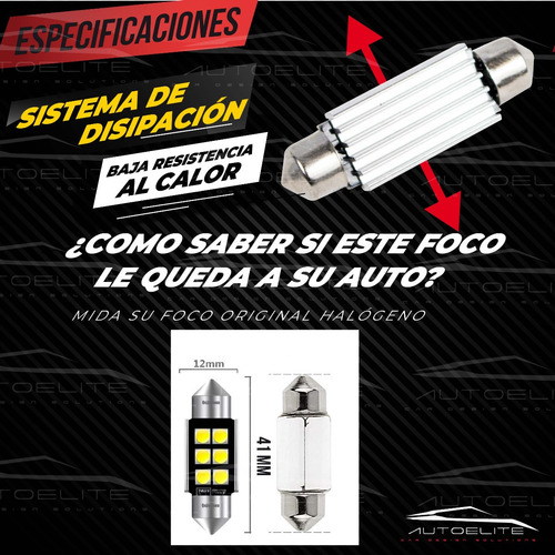 Imagen 6 de 10 de Foco Led Luz Interior Placa Ft 41 Mm Canbus Super Potentes
