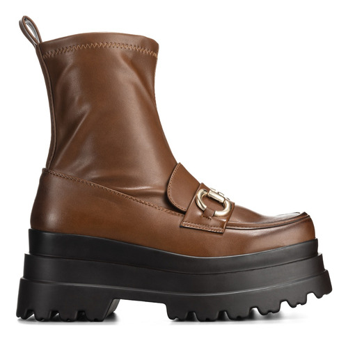 Botin Casual Escolar Plataforma Grueso Ecocuero Mujer Weide