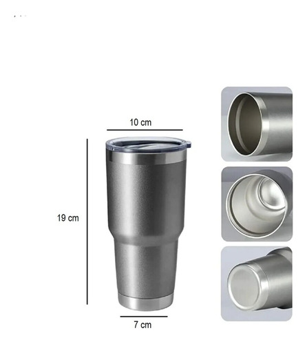 Vaso Termo 30 Oz Con Tapa Color Negro Acero Inoxidable