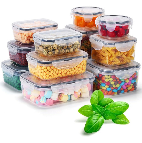  Set 12 Recipientes De Plástico Anti Fuga Diversos Alimentos
