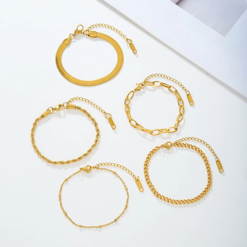 Pulsera De Cadena Irregular De Viento Hip-hop 5 Piezas