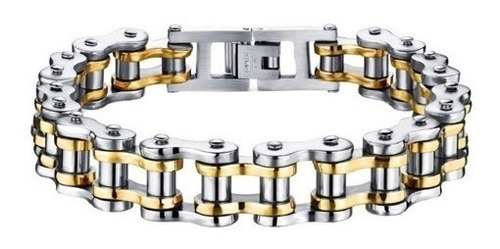 Pulseira Masculina Em Aço Inoxidável 316l + Banho Ouro 18k