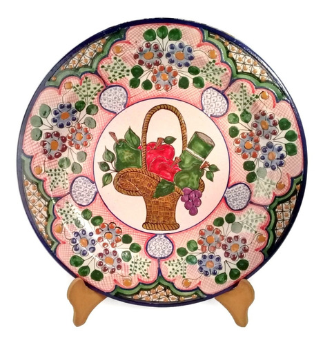 Platón Bodegón De Talavera Poblana Barroca Redondo 48 Cm #7