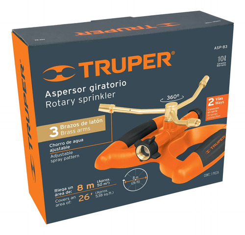 Aspersor Metálico De 3 Brazos Con Base Plástica Truper 11298