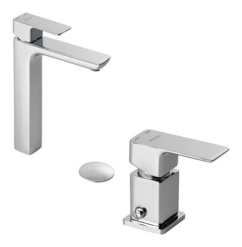 Set Grifería Baño Piazza Arq Lavat Alto Y Bidet Cromo P