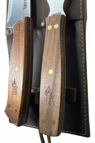 Imagen 5 de 9 de Set Parrillero Tenedor Y Cuchillo + Funda De Cuero Kangkawe