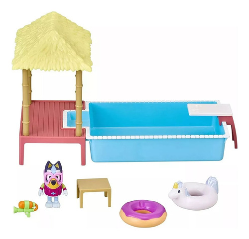Imagen 3 de 4 de Bluey Playset Piscina Figura + Accesorios Pool Time Colec Ed