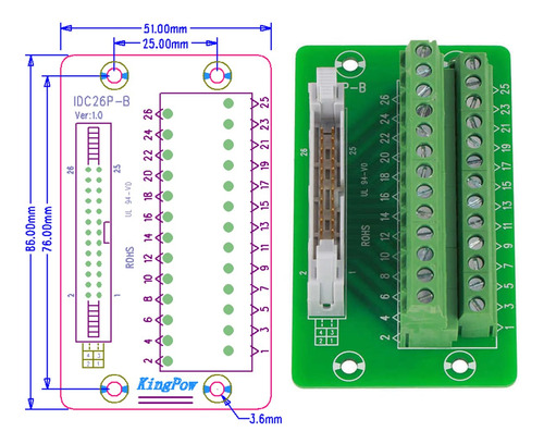 Idc26 Placa De Ruptura 2x13 26pins Conector De Bloque De Ter