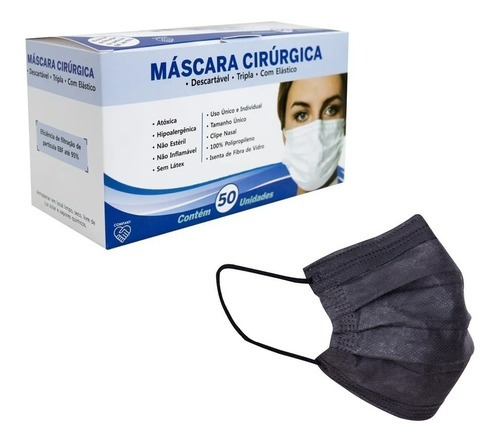 Mascarilla triple desechable con caja de filtro 50 unidades