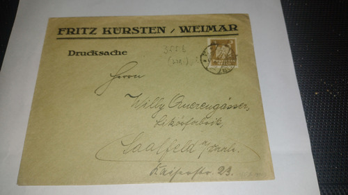Alemania Reich Sobre Estampilla Circulado 1922 Weimar 