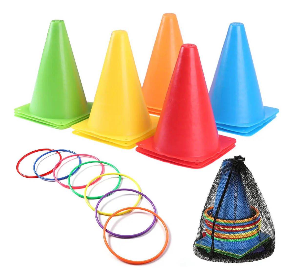 Kit de Entrenamiento Deportivo: 20 Conos y 20 Aros de Agilidad para Fútbol y Juegos