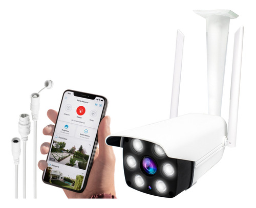 Camara Seguridad Ip Wifi Exterior Hd1080p Microfono Parlante Color Blanco