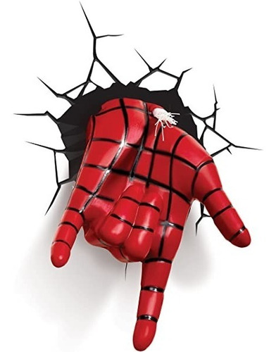 Spiderman Lampara De Pared 3d, Guante De Decoración 