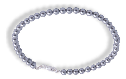 Pulsera Hombre Perlas Swarovski 4mm Color Magic Grey