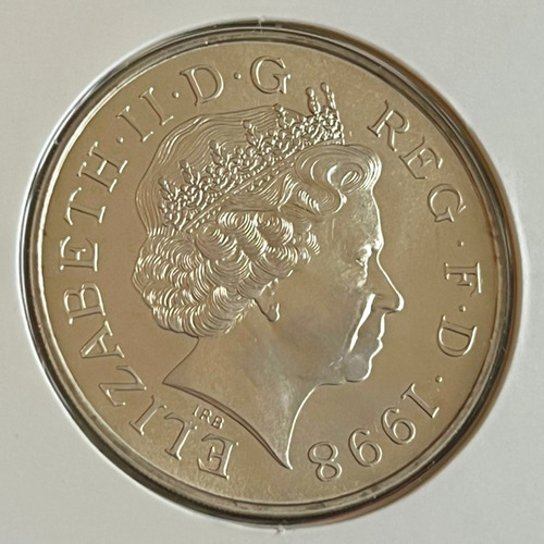 Moeda Ofic 5£ 1998 50 Anos Príncipe Charles Lacrada -encarte