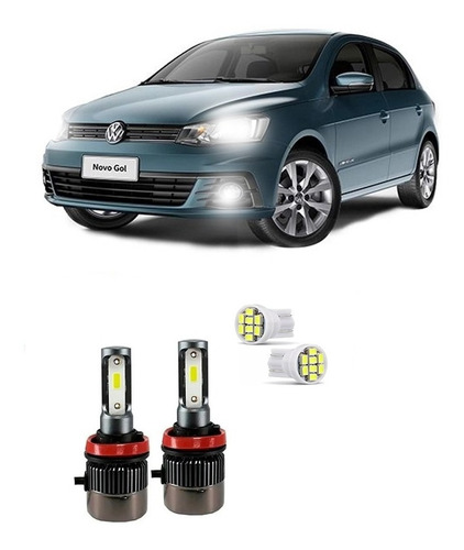 Kit Lampada Super Led Plus Vw Gol G5 Farol Alto Baixo 6500k