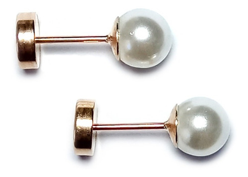Imagen 2 de 5 de Aros Abridor Perla 5mm Laminado Oro 18k